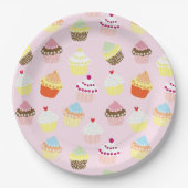 Farbige Sweet Cupcakes Musterpapier Teller (Vorderseite)