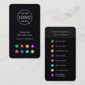Farbige Symbole | Schwarze soziale Medien - Modern Visitenkarte (Vorne/Hinten)