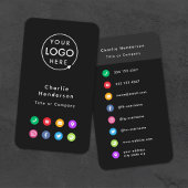 Farbige Symbole | Social Media Modern Logo Black Visitenkarte