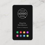 Farbige Symbole | Social Media Modern Logo Black Visitenkarte (Vorderseite)