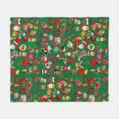 Farbige Symbole Weihnachtselemente Winter Grün Fleecedecke (Vorderseite (Horizontal))