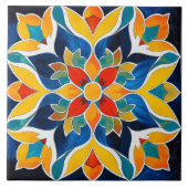 Farbige Symmetrische Keramik im Blumenstil. Fliese (Vorderseite)
