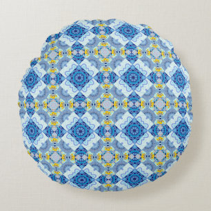 Farbige symmetrische nahtlose Muster, Design in b Rundes Kissen