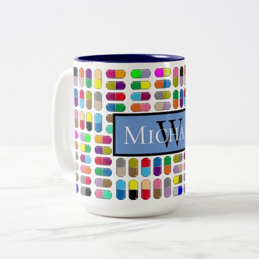 Farbige Tabletten Zweifarbige Tasse (Vorderseite Links)