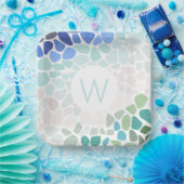 Farbige Tafel aus Meerglas Pappteller (Party)