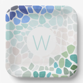 Farbige Tafel aus Meerglas Pappteller