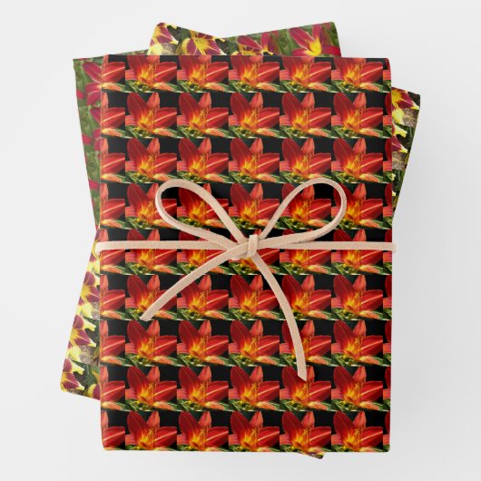 Farbige Taglilien Blumenmuster Geschenkpapier Set (Beispiel)