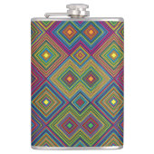 Farbige Taschenflasche mit einem lebendigen geomet Flachmann (Vorderseite)