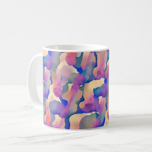 Farbige Tasse des Watercolor-Musters (Vorderseite Links)