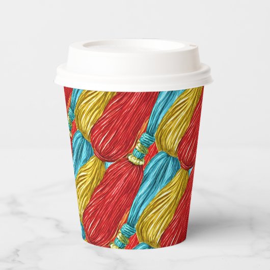 Farbige Tassels Pappbecher (Vorderseite)