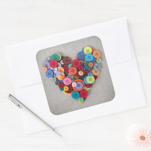 Farbige Tasten Herz Quadratischer Aufkleber (Umschlag)