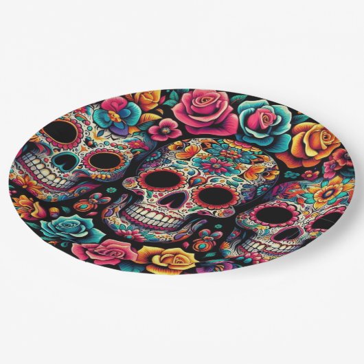 Farbige Teller aus dem Schädelpapier! (Schrägansicht)