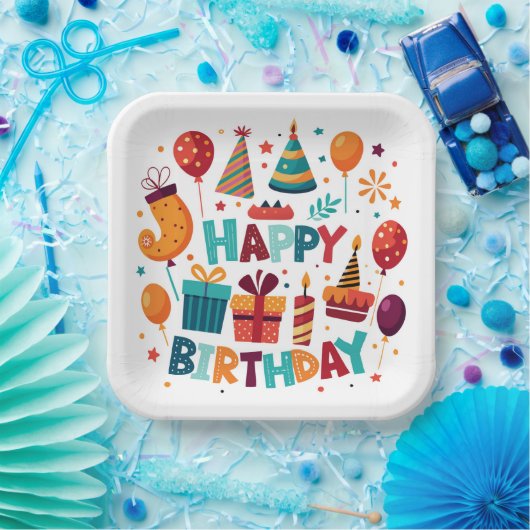 Farbige Teller zum Geburtstag (Party)