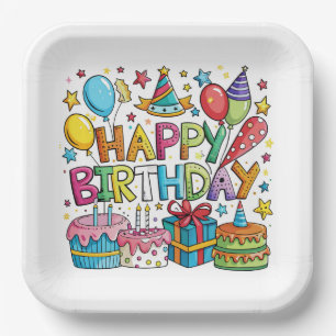 Farbige Teller zum Geburtstag