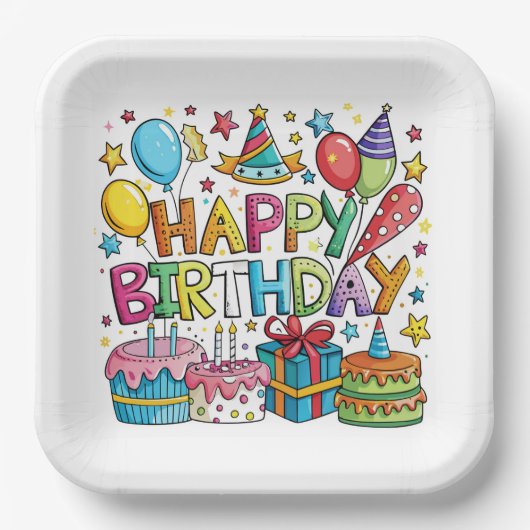 Farbige Teller zum Geburtstag (Vorderseite)