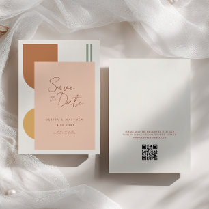 Farbige Terrakotta Bögen Boho Hochzeit QR Code Save The Date