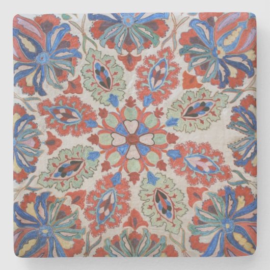 Farbige Textil-Textilien aus Israel SquareCoaster Steinuntersetzer (Vorderseite)