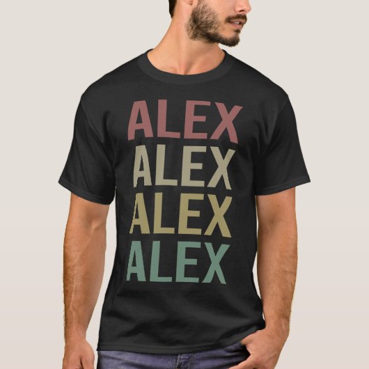 Farbige Textkunst - Alex Name T-Shirt (Vorderseite)