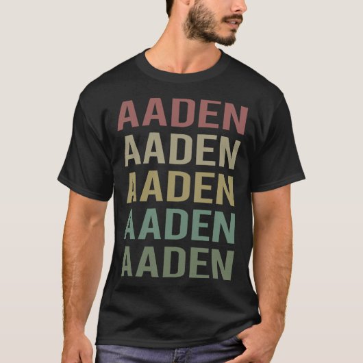 Farbige Textkunst - Name Aaden T-Shirt (Vorderseite)