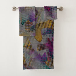 Farbige Textur mit kleinen chaotischen geometrisch Badhandtuch Set