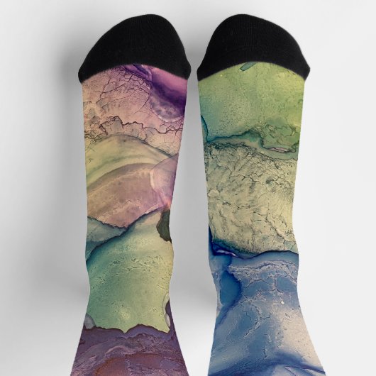 Farbige Texturierte Alkoholtupfer Abstrakte Kunst Socken (Oben)