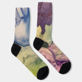 Farbige Texturierte Alkoholtupfer Abstrakte Kunst Socken (Rechts)