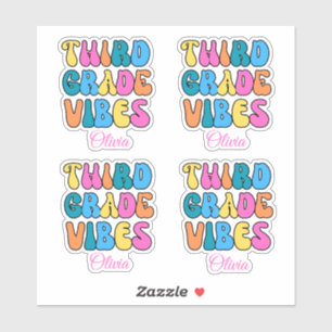 Farbige Third Grade Vibes Zurück zur Schule Retro Aufkleber