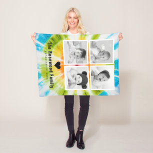 Farbige Tie-Dye-Familienfoto-Collage personalisier Fleecedecke