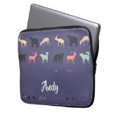 Farbige tierische Silhouetten auf blau Laptopschutzhülle (Vorderseite Links)