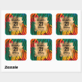 Farbige Tierwerbung 21. Geburtstag Personalisiert Quadratischer Aufkleber (Blatt)