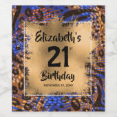 Farbige Tierwerbung 21. Geburtstag Personalisiert Weinetikett (Einzelnes Label)