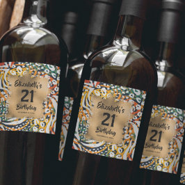 Farbige Tierwerbung 21. Geburtstag Personalisiert Weinetikett