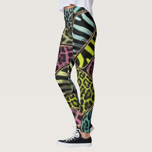 Farbige Tierwerbung - Leopard und Zebra Leggings (Links)