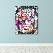 Farbige Tiger Canvas | Big Tiger Art Print Leinwanddruck (Insitu (Holzboden))