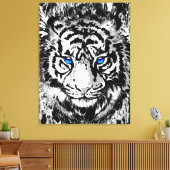 Farbige Tiger Canvas | Tiger Art Leinwanddruck (Insitu (Wohnzimmer))