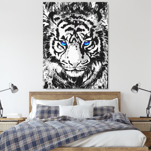 Farbige Tiger Canvas | Tiger Art Leinwanddruck (Insitu (Schlafzimmer))