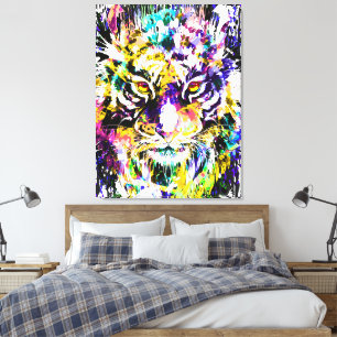 Farbige Tiger Canvas   Tiger Art Leinwanddruck