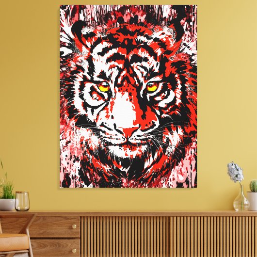 Farbige Tiger Canvas | Tiger Art Leinwanddruck (Insitu (Wohnzimmer))