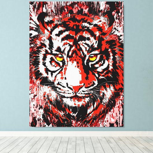 Farbige Tiger Canvas | Tiger Art Leinwanddruck (Insitu (Holzboden))