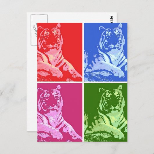 Farbige Tiger Postkarte (Vorne/Hinten)