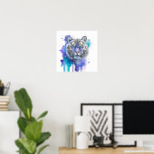 Farbige Tiger-Wasserfarben-Kunst Poster (Heimbüro)