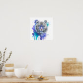 Farbige Tiger-Wasserfarben-Kunst Poster (Küche)