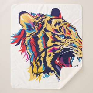 Farbige Tigerkopfdarstellung Sherpadecke
