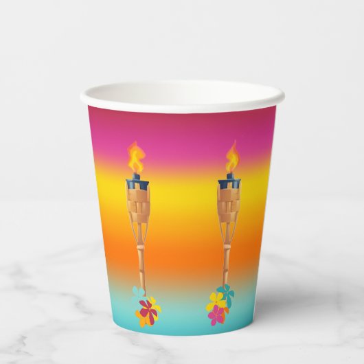 Farbige Tiki und Blume Pappbecher (Rückseite)