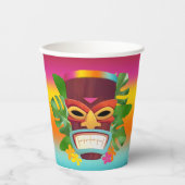 Farbige Tiki und Blume Pappbecher (Vorderseite)