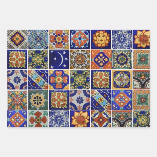 Farbige Tile mexikanische Talavera Print on Demand Geschenkpapier Set (Vorderseite 3)