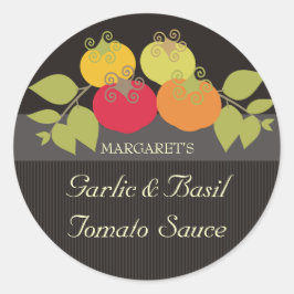Farbige Tomaten/Paradeiser Basispensum-Etiketten L Runder Aufkleber
