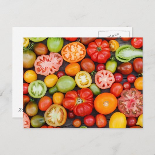 Farbige Tomaten Postkarte (Vorne/Hinten)