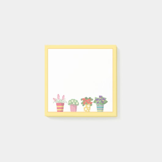 Farbige Töpfe und Blume Post-it Klebezettel (Vorderseite)