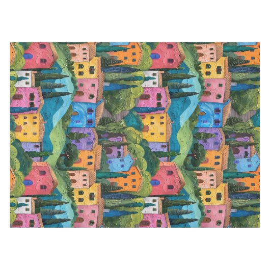 Farbige toskanische Häuser Tischdecke (Vorderseite (Horizontal))